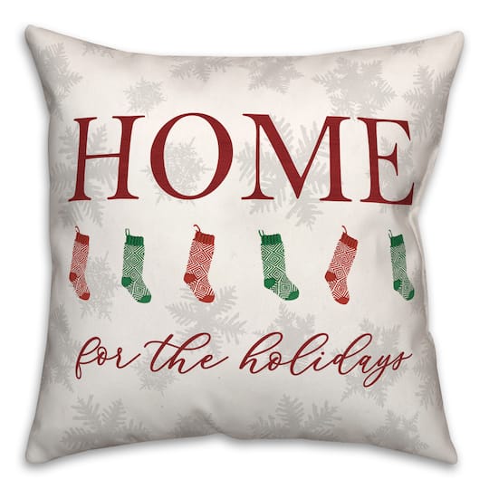 Home For Holidays Stockings Throw Pillow